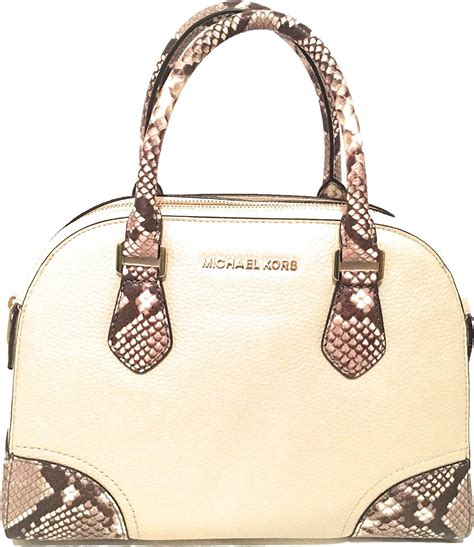 Michael Kors Hattie Satchel Bowling Crossbody Bag Ecru: 